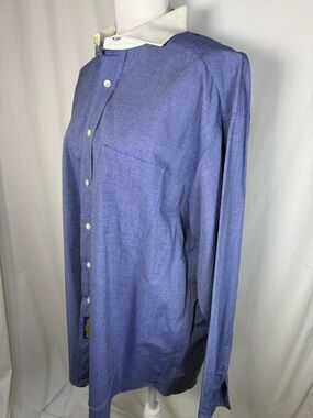 Tommy Hilfiger Blue Button-Down Shirt with White Collar